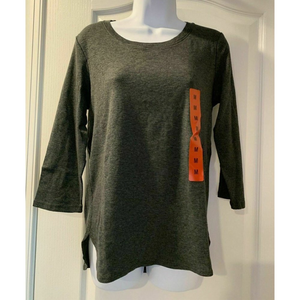 Gloria Vanderbilt 3/4 Sleeve Slub Tee